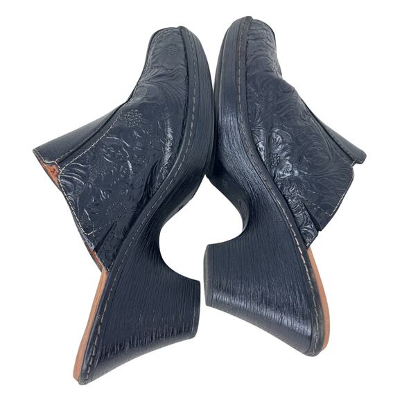 Sofft Mule Clog Womens US 10M Black Embossed Leather Block Heel Slip On 1042101 - Picture 7 of 11